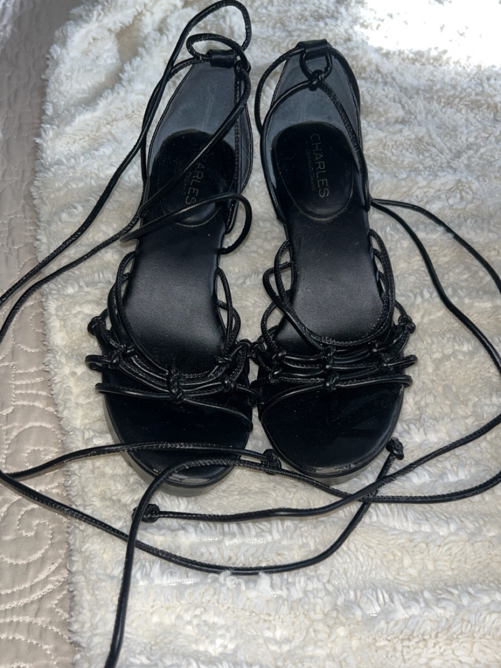 Charlies Black Lace-Up Strappy Heels
